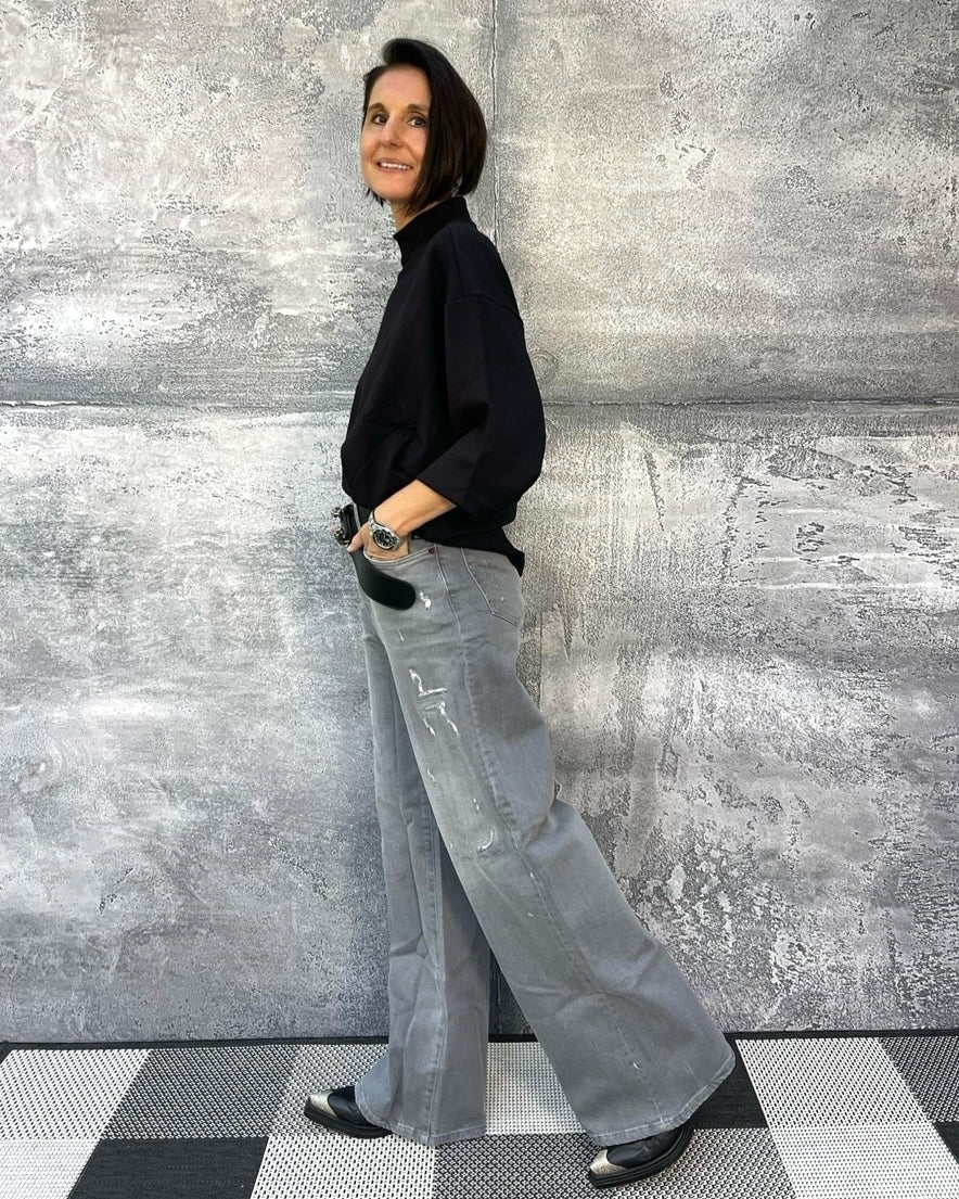 Jeans KALEA mit extra weitem Bein town grey