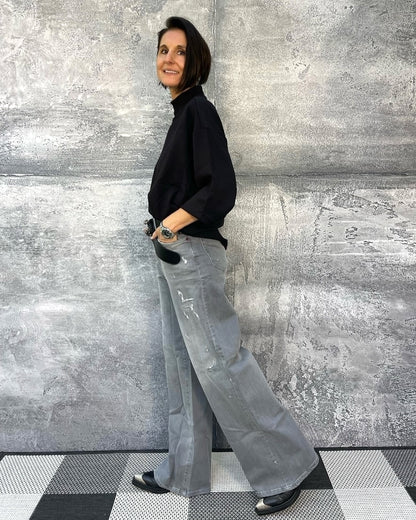 Jeans KALEA mit extra weitem Bein town grey