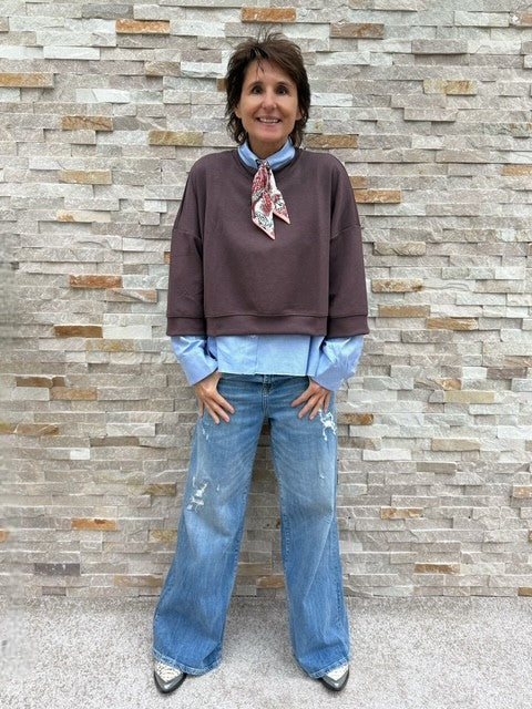 KALEA extra wide leg jeans in Middle Blue