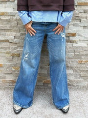 Jeans KALEA mit extra weitem Bein in Middle Blue