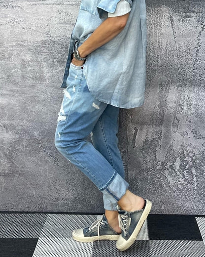 Jeans LANI destroyed relaxed Fit in Frost Blue