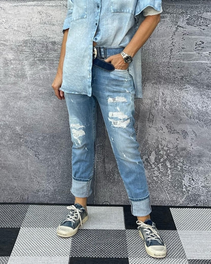 Jeans LANI destroyed relaxed Fit in Frost Blue