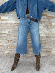 3/4 wide Leg Jeans ER LINA cropped length in mount blue