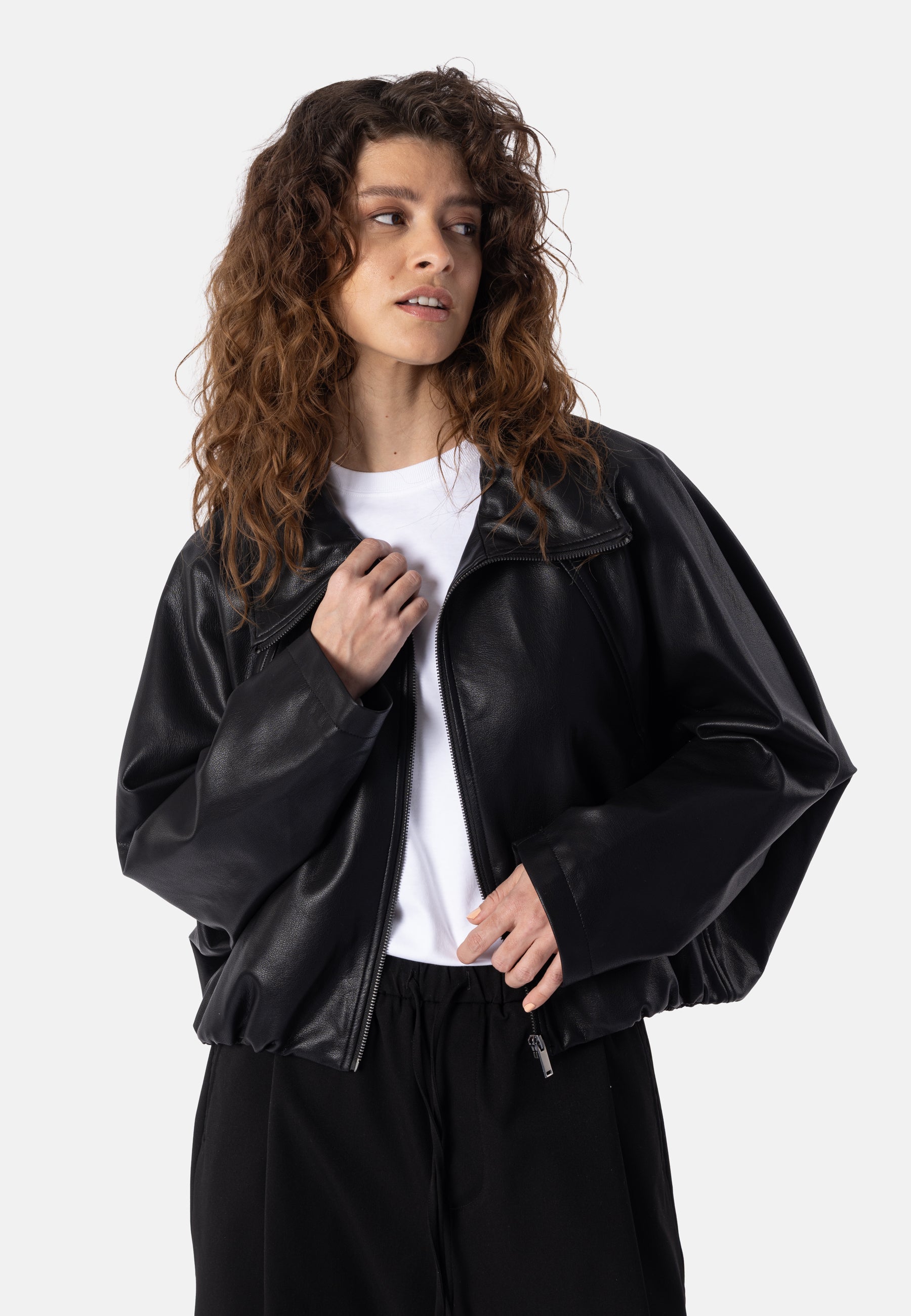 Blouson REVERIE in Lederimitat Schwarz