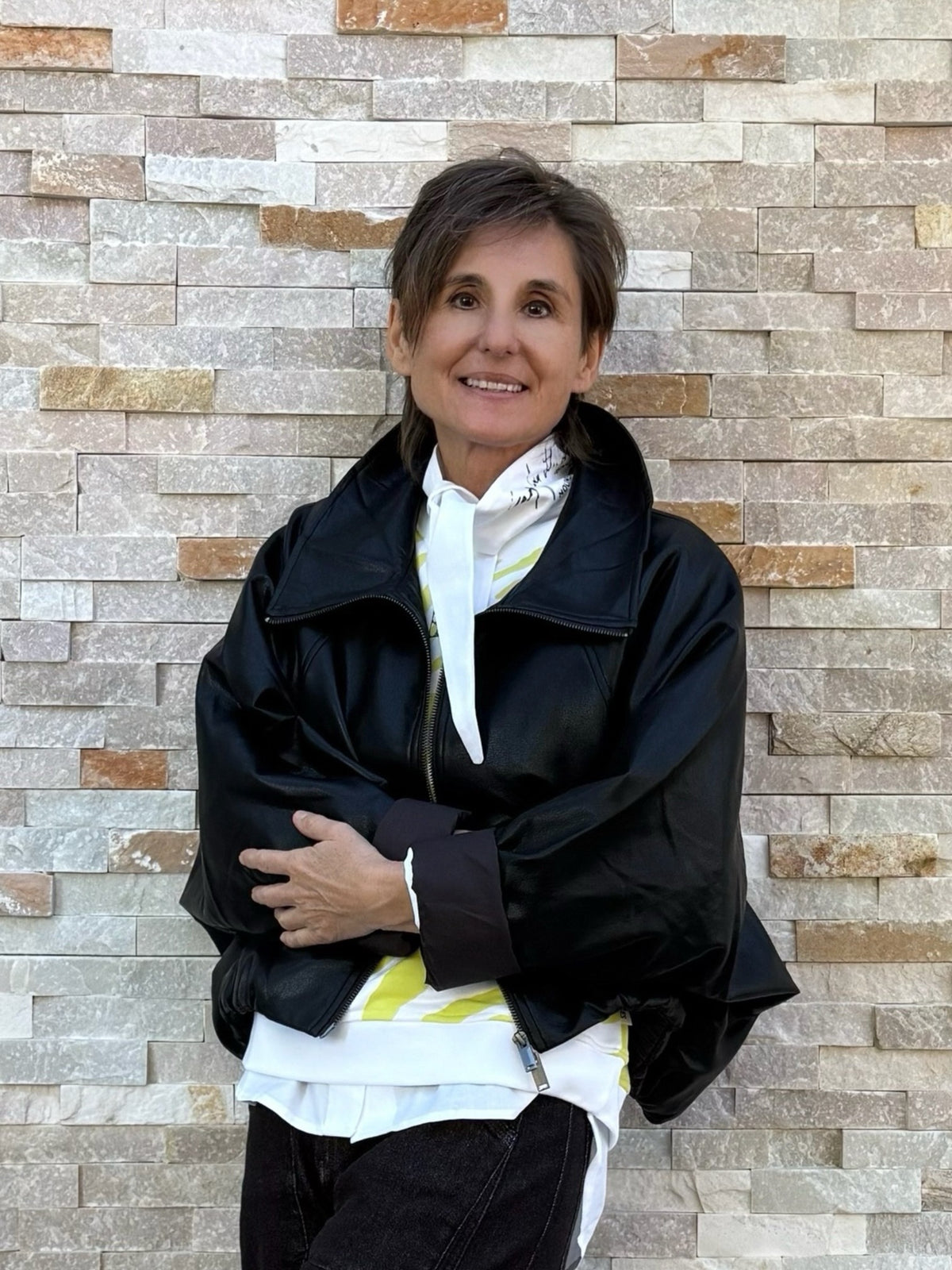 Blouson REVERIE in Lederimitat Schwarz