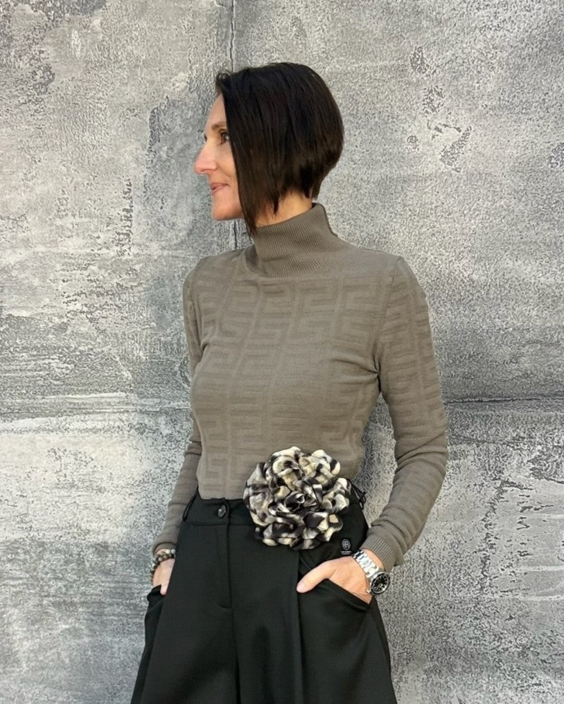 Pullover TILLIE mit Rollkragen Jacquard Oak