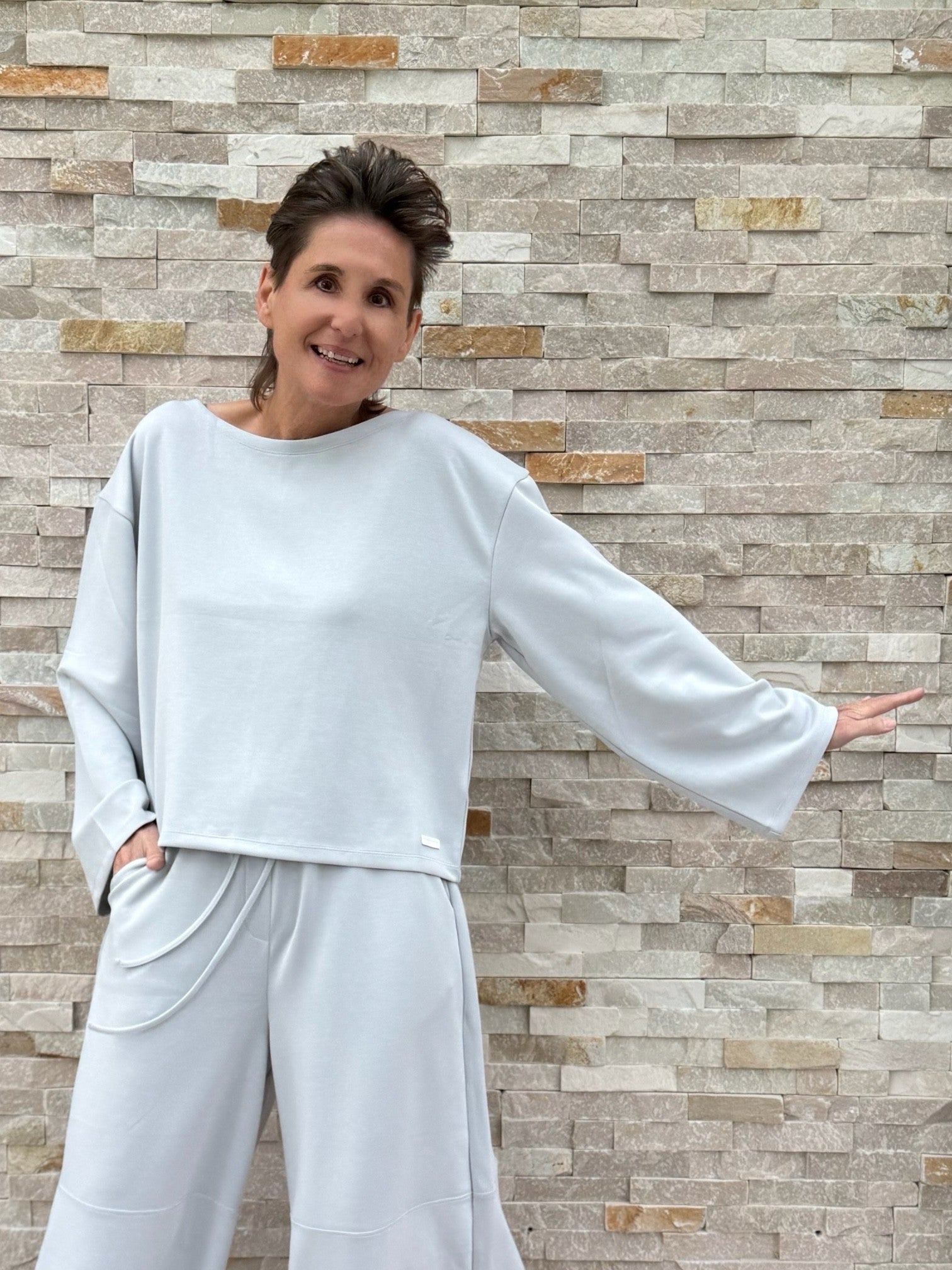 Scuba oversized Shirt DEBBORY in Silbergrau