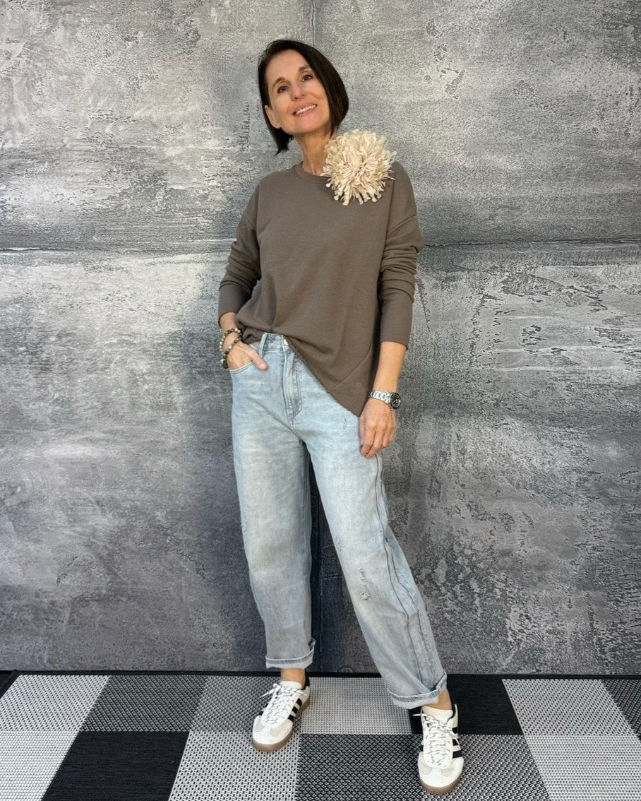 Sweatshirt VALENTINA mit offenem Saum Oak