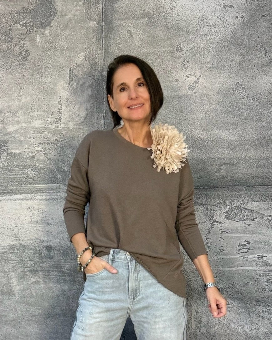 Sweatshirt VALENTINA mit offenem Saum Oak