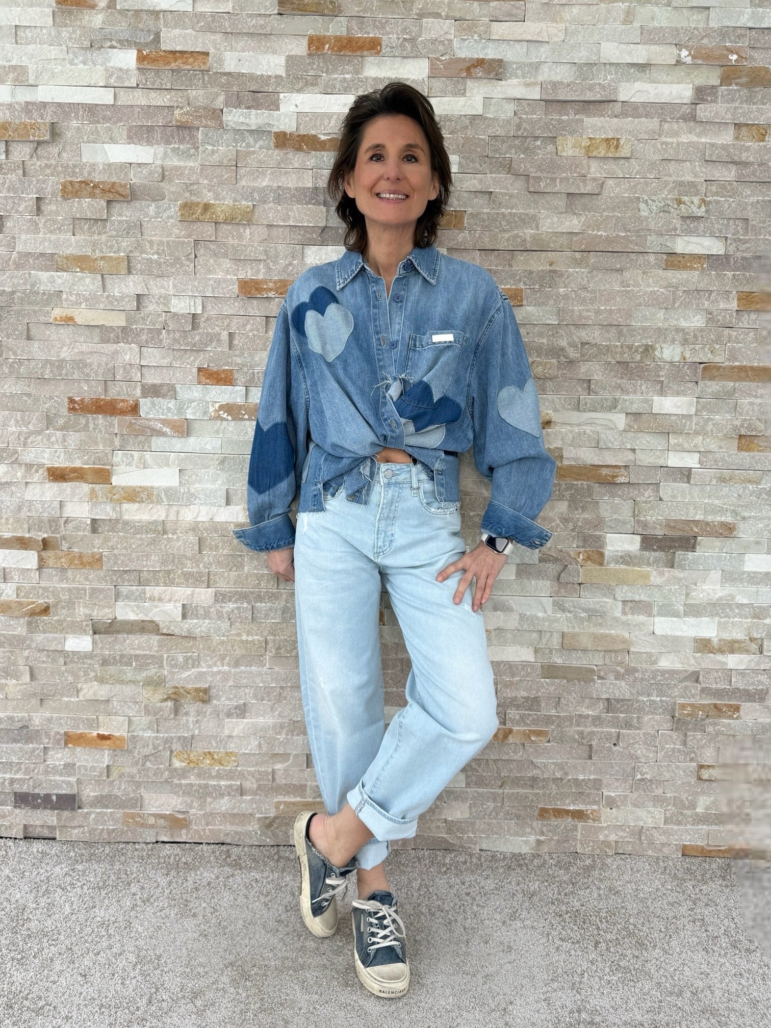 Jeanshemd BEBA mit Herzen in Hellblau