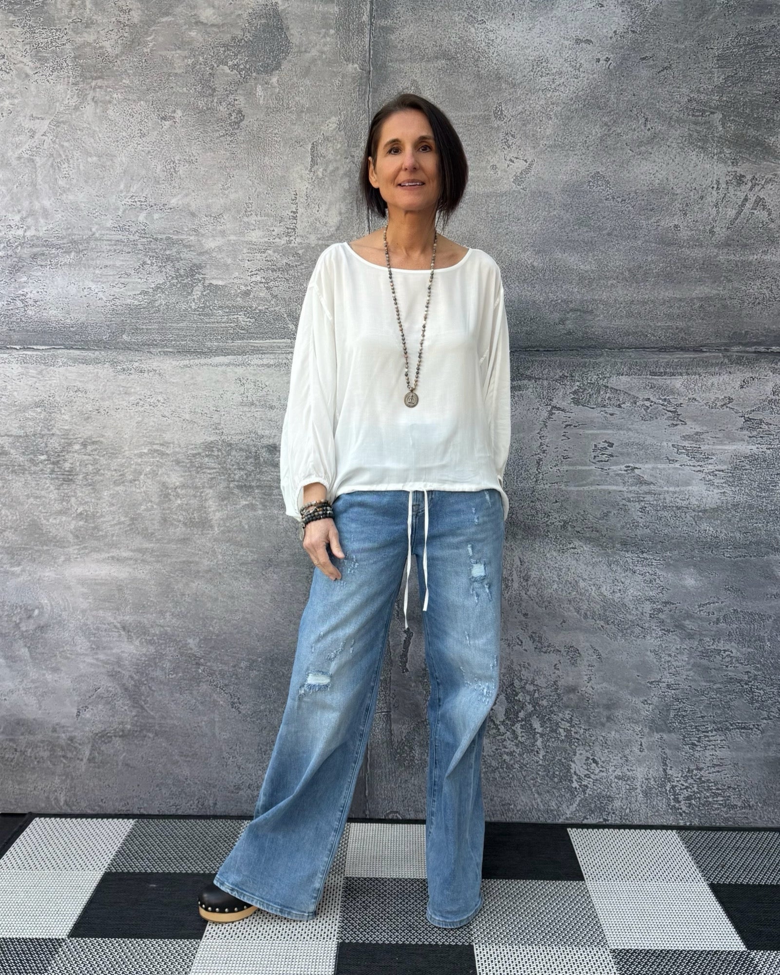 Jeans KALEA mit extra weitem Bein Middle Blue