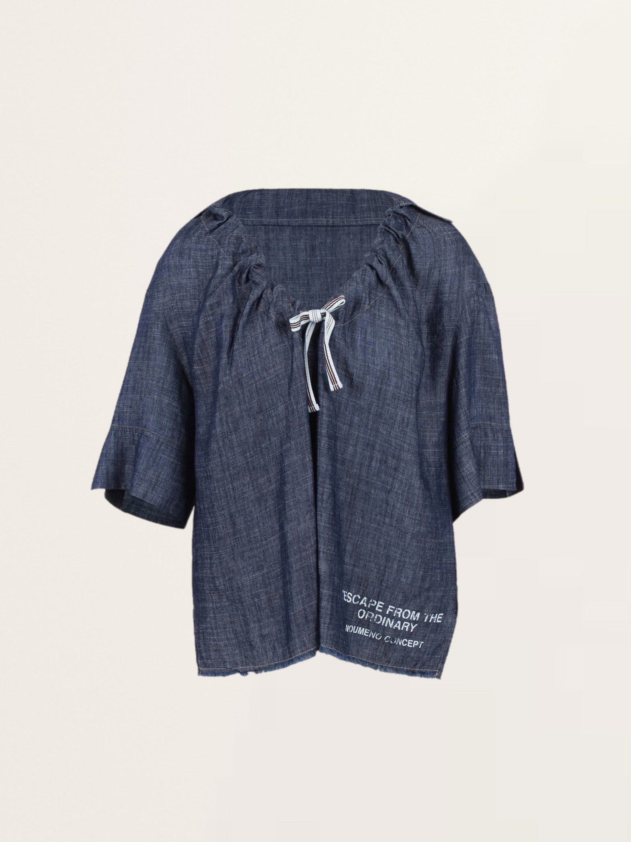 Halbarm Bluse in Denim Optik Navy