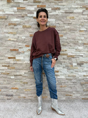 Sweatshirt ROSE mit Rüschen Details in Braun