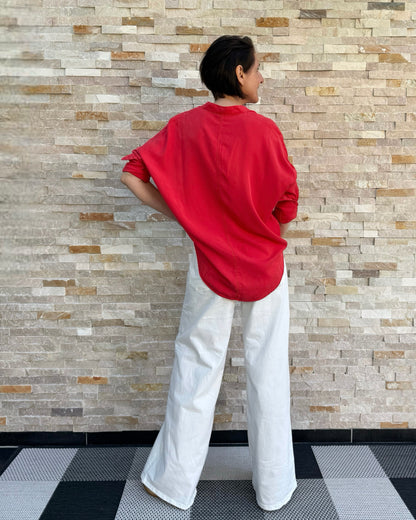 Lange Tunika Bluse aus Lyocell in Red