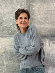 Brushed Cashmere Pullover in FEATHER
