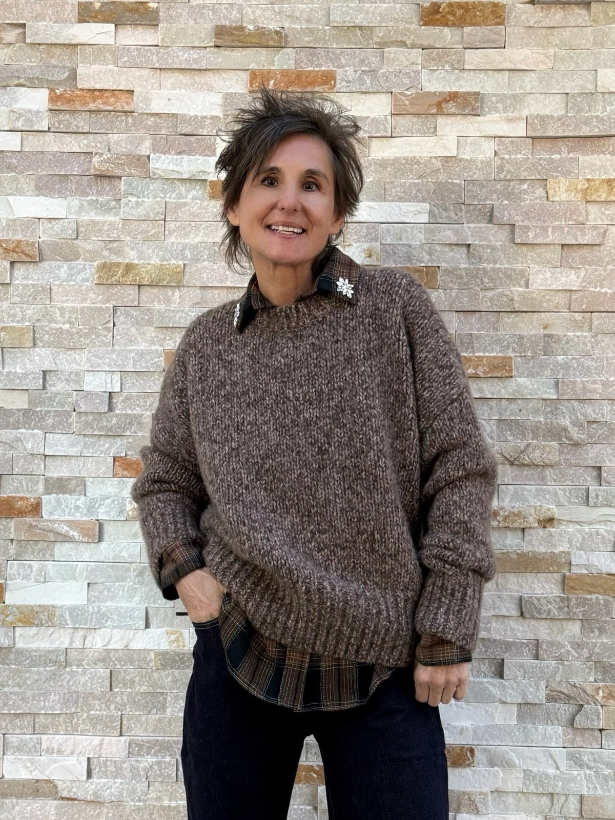 Grobstrick Kaschmir Pullover im MULCH