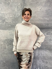 Kaschmir Pullover mit Stehkragen in SANDALWOOD