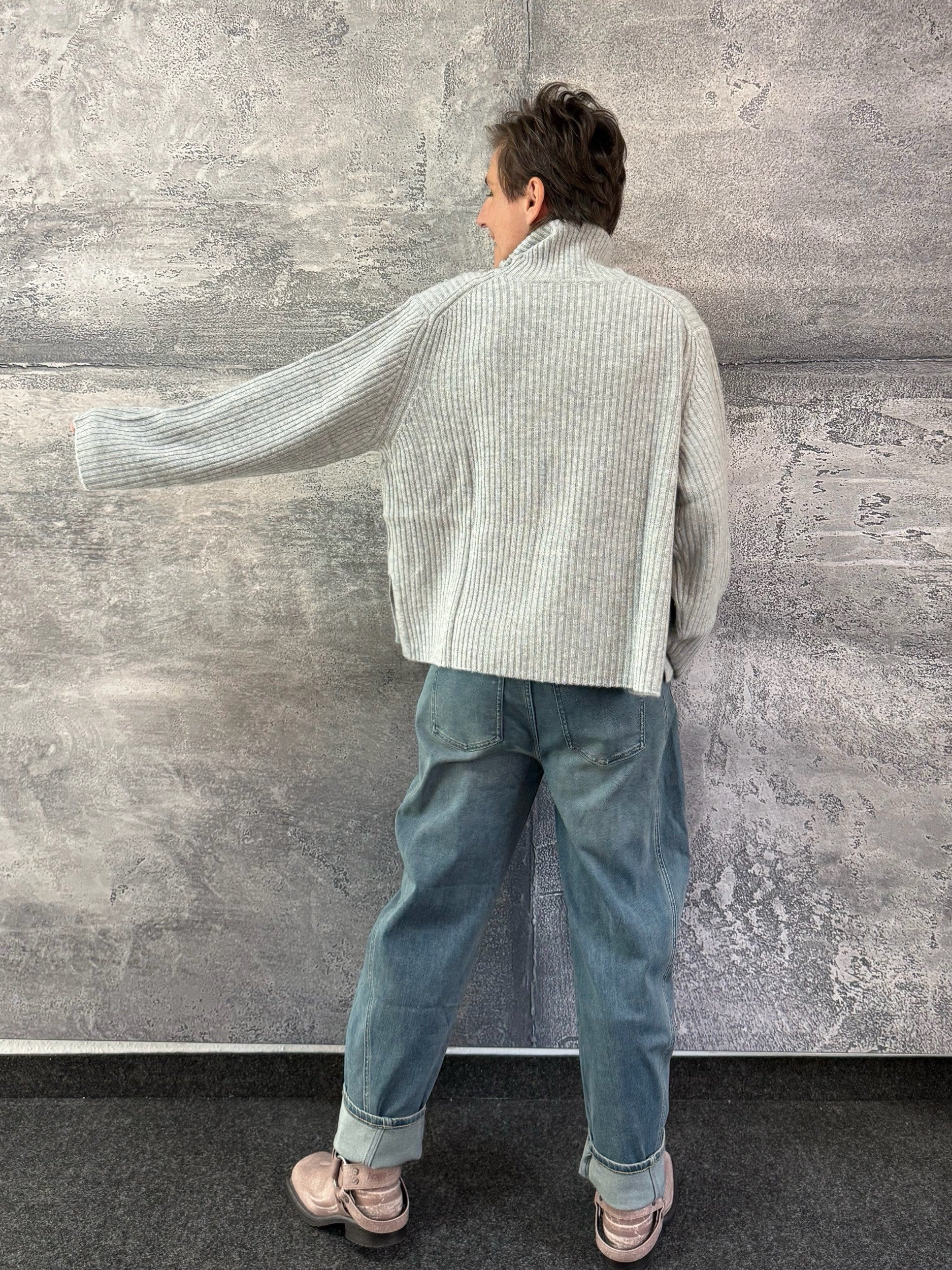 Kaschmir Pullover mit Rippe in DARK CLOUDS