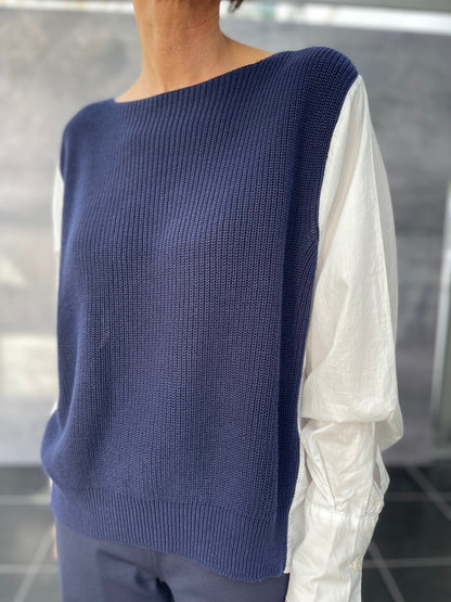 Pullover mit Bluseneinsatz Navy