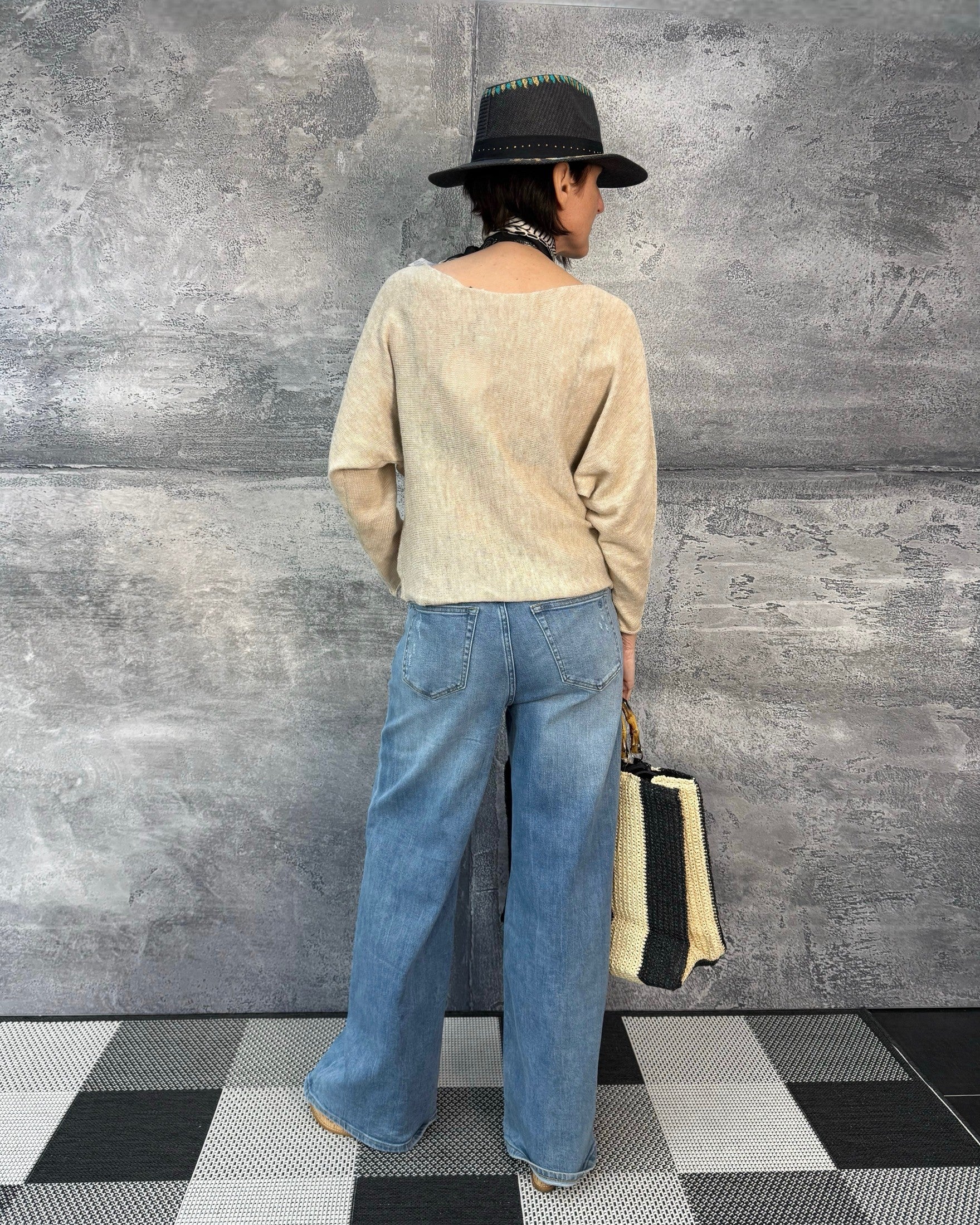 Sweater with linen in natural