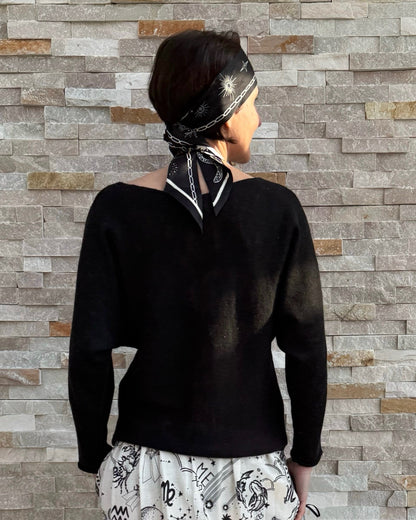 Pullover mit Leinen in Schwarz