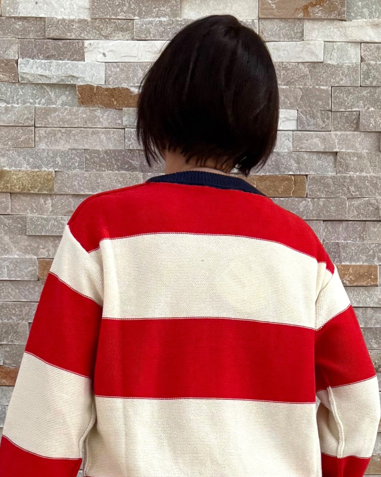 Striped Sweater Cotton Red-Ecru