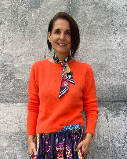 Schmaler Pullover mit Alpaka in Fash Orange