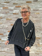 Oversized Zip-up Sweatshirt Anthrazit