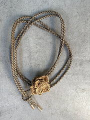 Flechtgürtel mit Blume in Camel