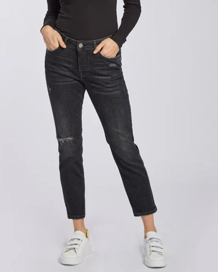 Jeans C4 Relaxed Fit mit Cut am Knie Schwarz