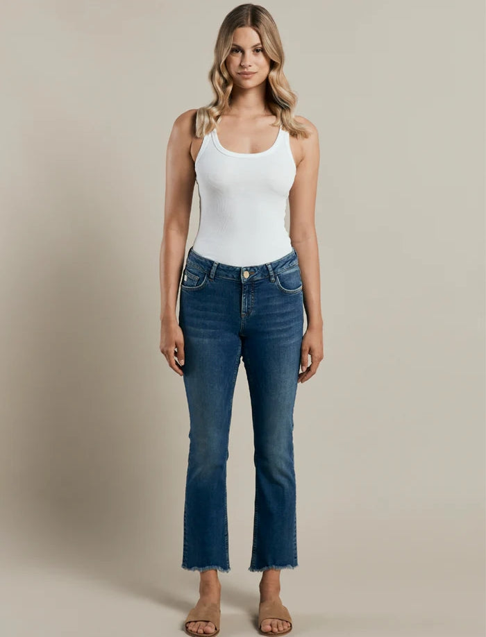 Jeans Rosengarten new Flare Mittelblau