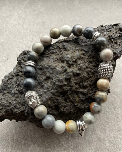 Armband KATA mit Perlen und Buddha Picasso Jasper