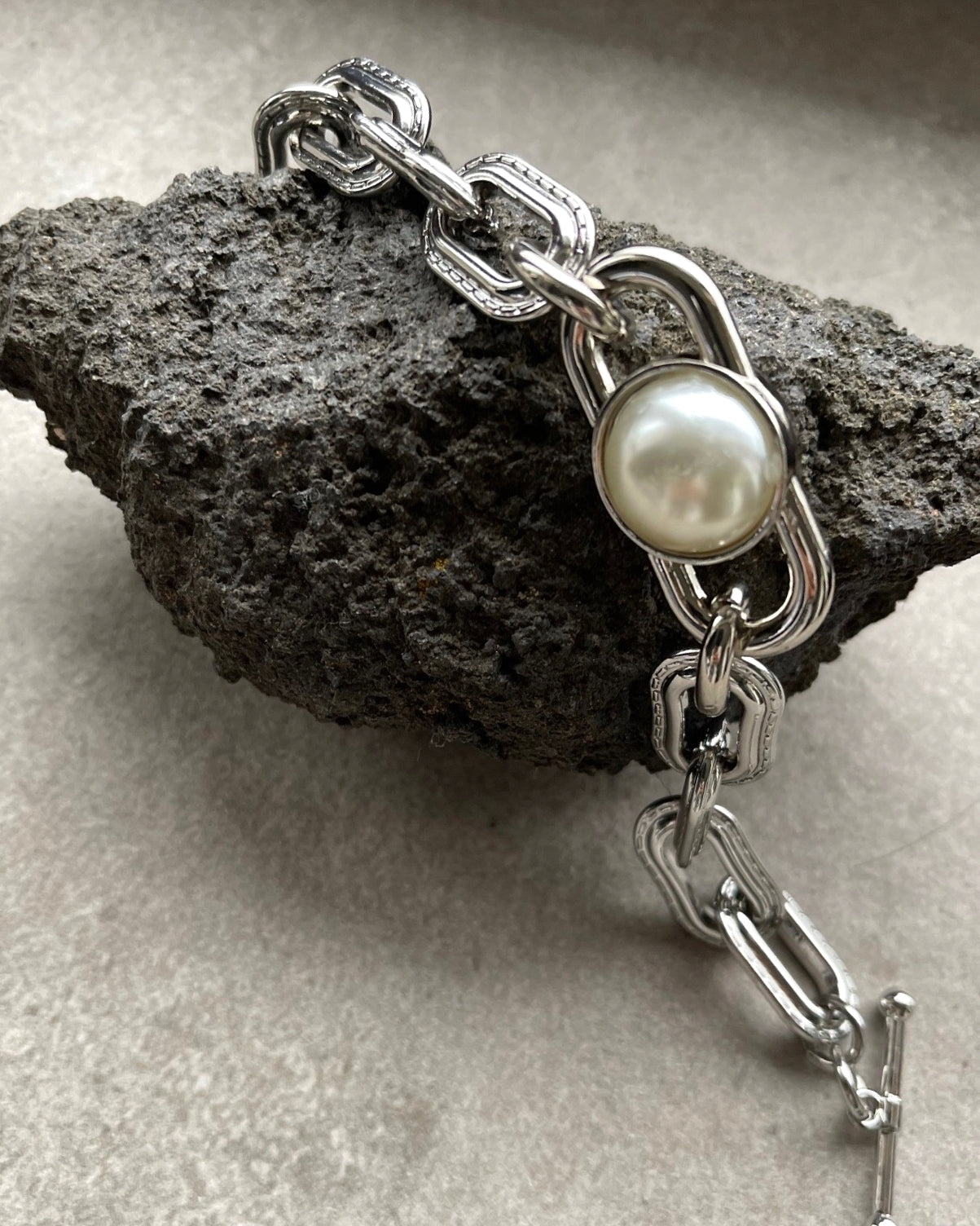 Armband MILANO Pearl mit großen Gliedern Silber