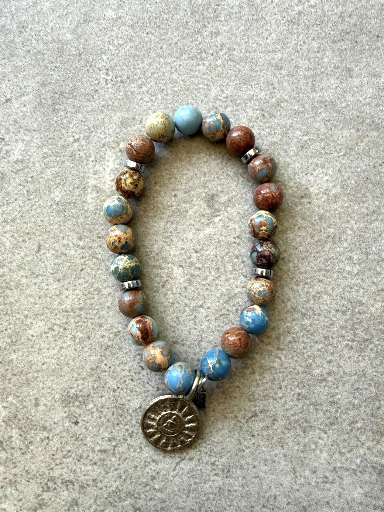 Naturstein Armband SHANTI-10 mit Buddha Anhänger Blue