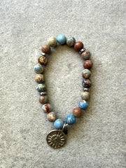 Naturstein Armband SHANTI-10 mit Buddha Anhänger Blue