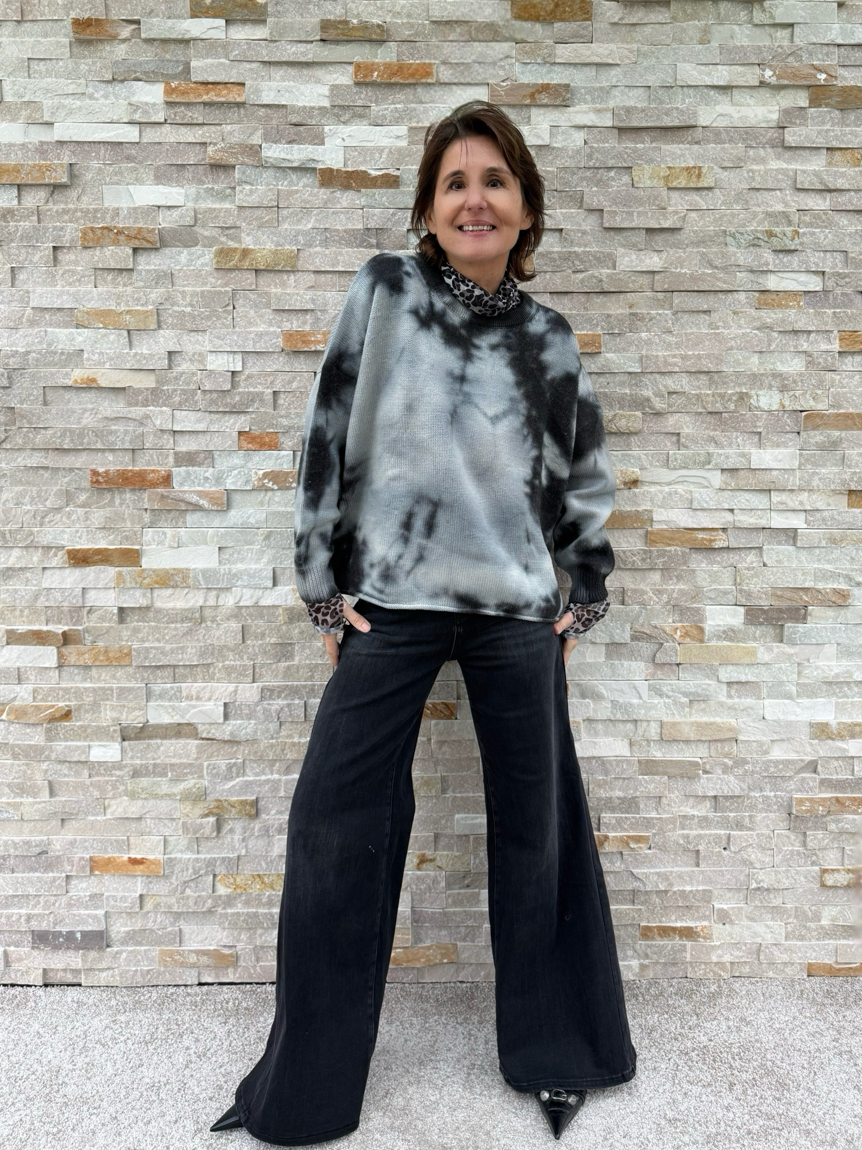 Batik Pullover WATERLOO in Schwarz