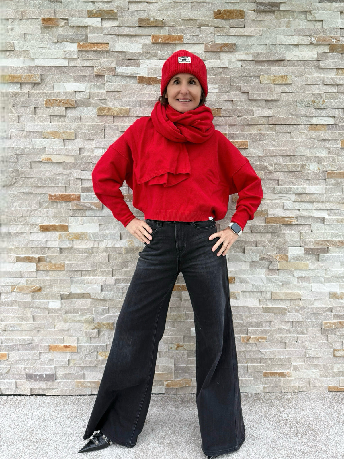 Pullover mit V-Ausschnitt in Tomato