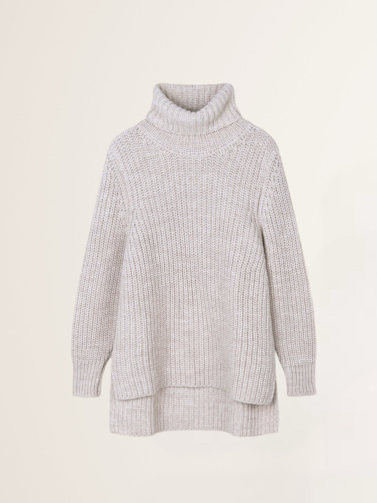 Pullover Penelope mit Rippe und Rollkragen in Beige