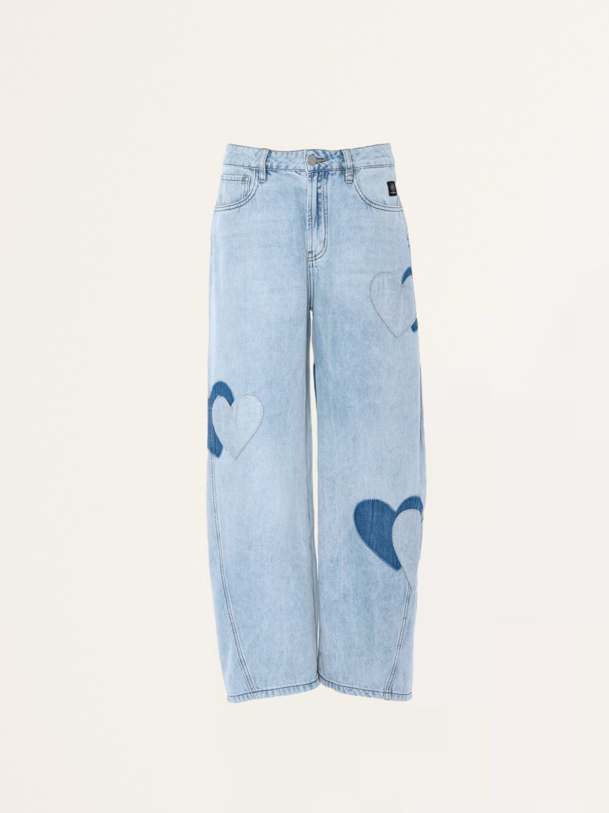 Barrel Jeans NORALIE with hearts in springlike blue / light blue