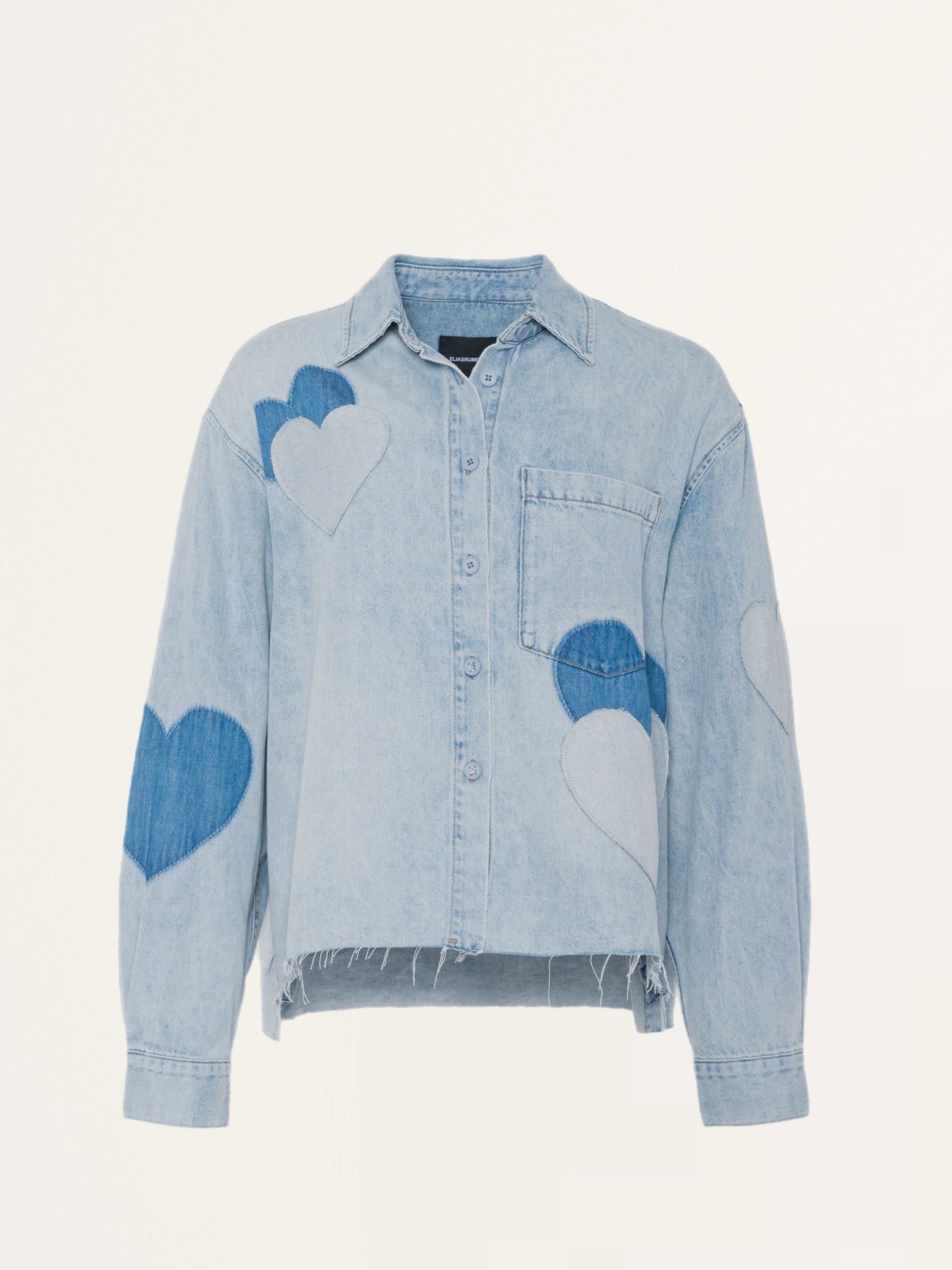 Jeans Shirt BEBA with Hearts in Springlike Blue / Light Blue