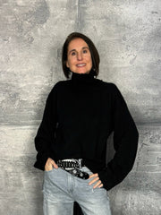 Rollkragen Pullover destroyed in Schwarz