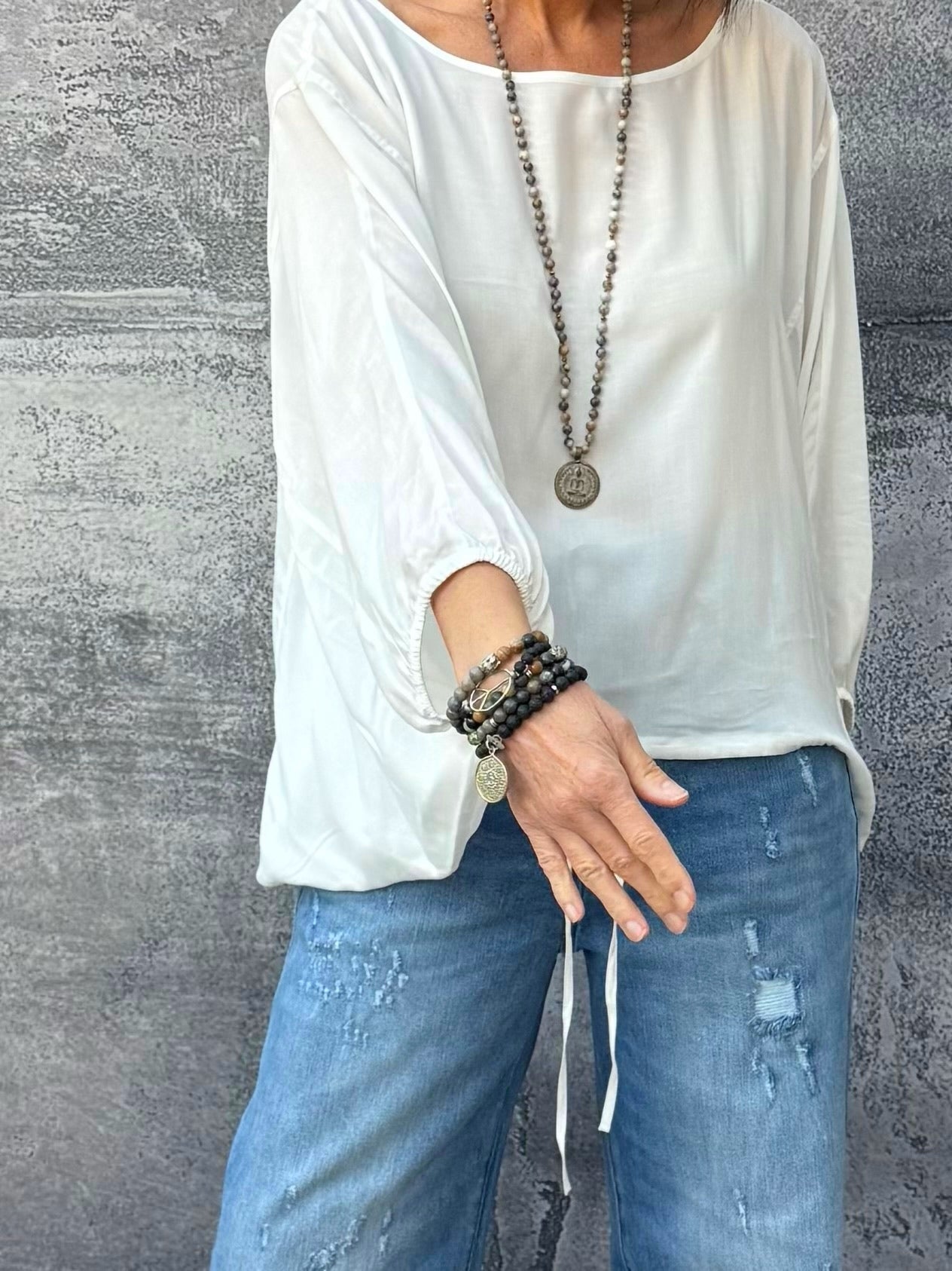 Bracelet SHANTI 20 Lava Black with Silver