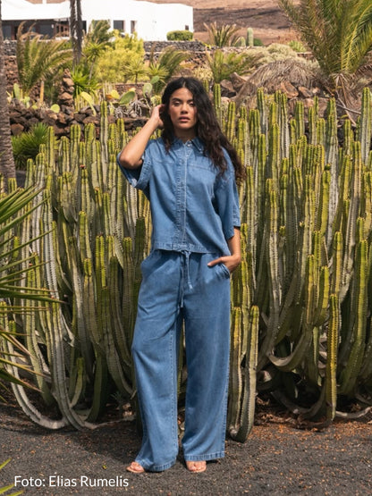 Wide Leg Hose SILKA in Jeans Optik Sunlight Blue