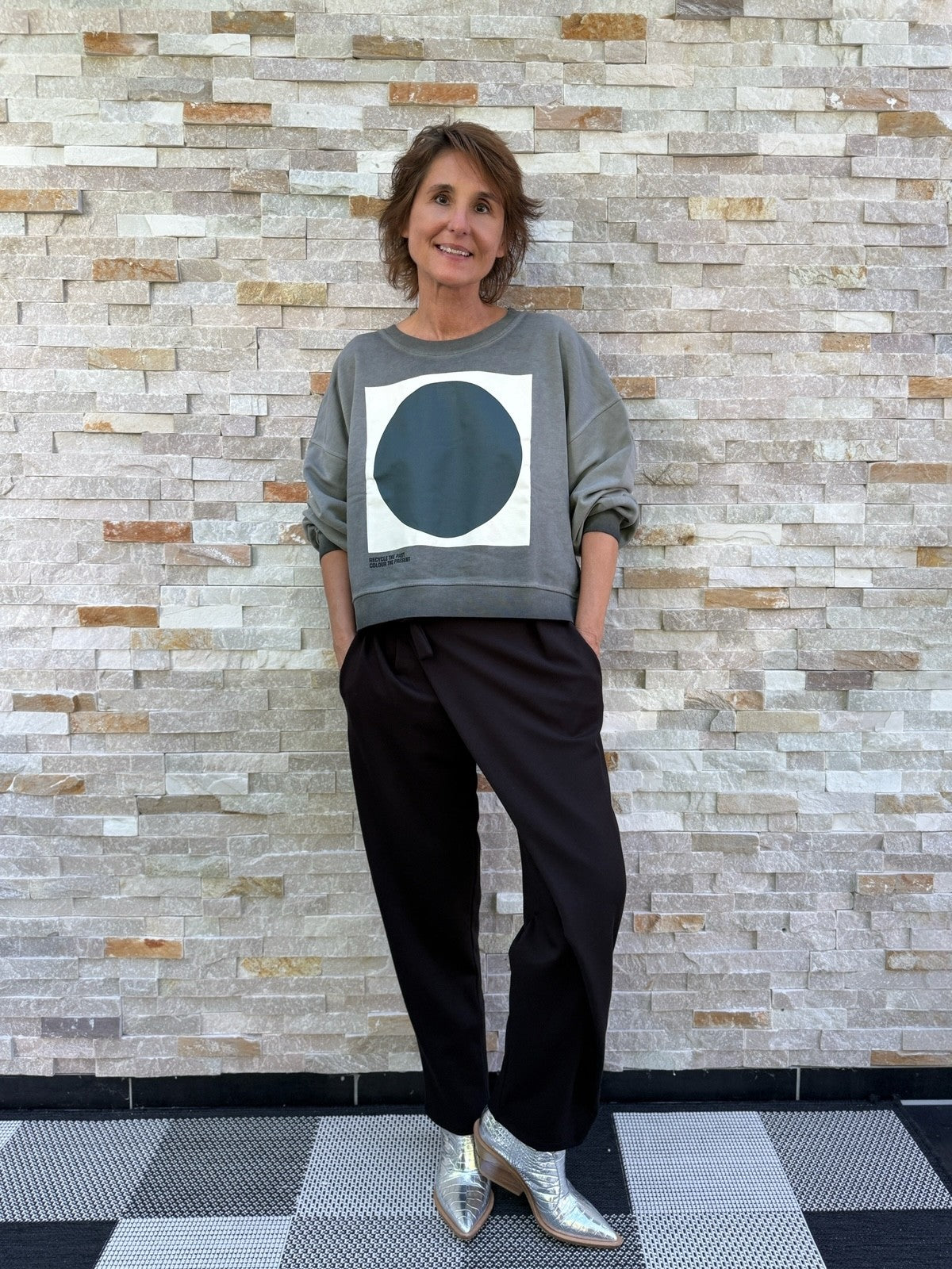 Jersey Hose mit Wickelbund Schwarz