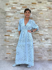 Paisley Maxi Kleid in Hellblau
