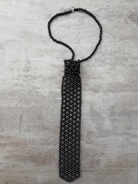 Krawatten Perlen Kette Schwarz
