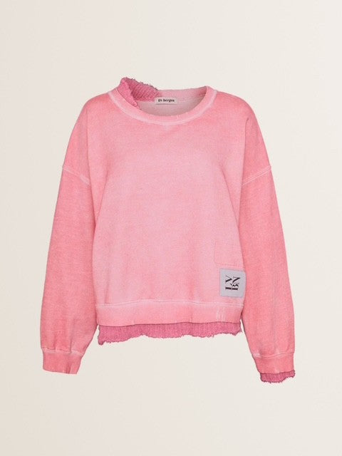 Sweatshirt Detroit Organic asymetric in Flamingo
