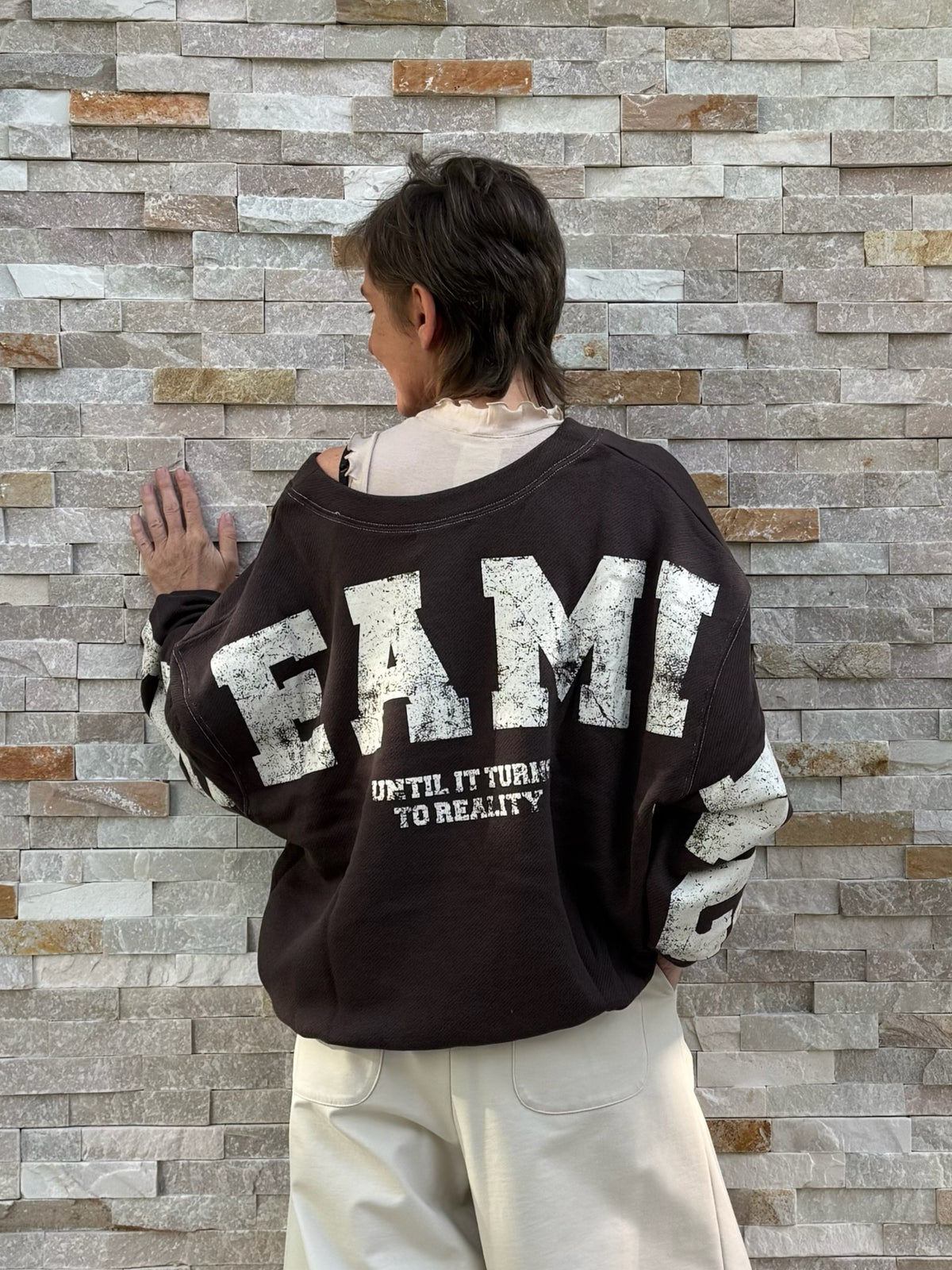Oversized Sweatshirt Sky Dreaming in Espresso
