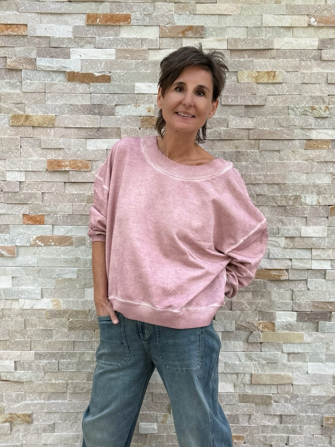 Oversized Sweatshirt Sky Organic Rosa Secco