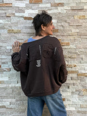 Oversized Sweatshirt SKY VOYAGING in Espresso